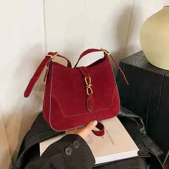 Ретро замшевая квадратная сумка для женщин, новая осенне-зимняя повседневная дорожная сумка через плечо, текстурированная универсальная сумка на одно плечо