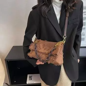 Ретро зеленые кисточки холщовые сумки через плечо элегантные осенние женские темпераментные сумки на цепочке женская сумка через плечо