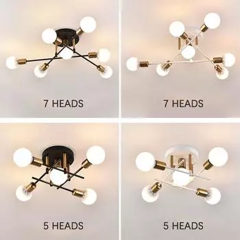 Ретро-железная люстра-спутник, потолочный светильник, люстра 5, 7, 9, освещение, винтажный черный паук, современный домашний декор, лампа, крепление