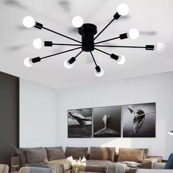 Ретро железная люстра, винтажная лампа, 6/8/10 розеток, светильник для гостиной, спальни, столовой, бара, кафе, паук, светильник E27