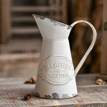 Ретро-железная ваза в американском деревенском стиле, оцинкованный железный цветочный горшок, цветочная композиция, настольное украшение, украшение для дома