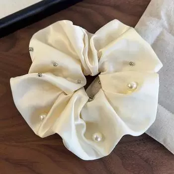 Ретро Жемчужный Сатиновый Скранчи для Волос Повязка на Голову Женский Темперамент Веревка для Волос Резинка Весна/лето Мода Женские Аксессуары для Волос