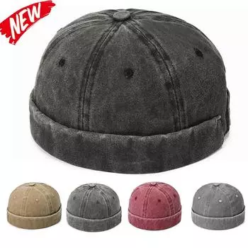 Ретро-женщины и мужчины без полей шапка-бини кепка весна осень дышащий хлопок регулируемая шапка-ушанка несексуальный хип-хоп уличная одежда шляпы чёрный