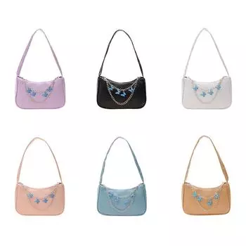 Ретро женская цепочка-бабочка из искусственной кожи под мышками, повседневная маленькая сумочка чистого цвета белый