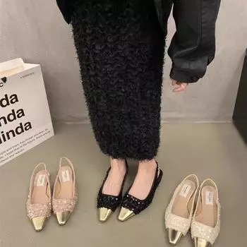 Ретро женская обувь пляжные сандалии прозрачные каблуки блестящий костюм женский бежевый оригинальный открытый эластичный ремешок яркий 2024 комфорт девушки 35 бежевый