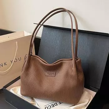 Ретро женская сумка через плечо, новая универсальная простая дорожная сумка через плечо, осенне-зимняя женская плиссированная сумка из искусственной кожи (20cm<Max Length<30cm)