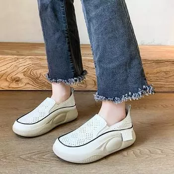 Ретро женские мягкие подошвы полые дышащие одинарные туфли 2024 лето новые удобные плоские подошвы вулканизированные туфли кроссовки женские 35