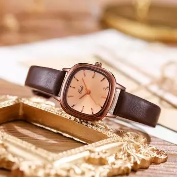 Ретро женские нишевые квадратные большие циферблаты женские поясные кварцевые водонепроницаемые простые часы для женщин