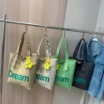 Ретро женские сумки-тоут, холщовая сумка с буквами для женщин, универсальные женские сумки через плечо, классные сумки one size зелёный