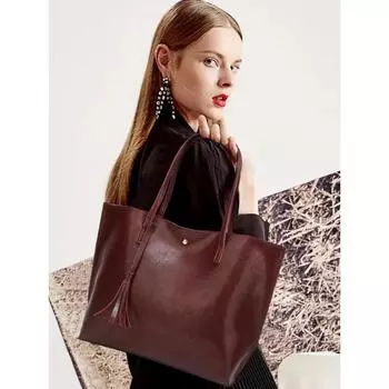 Ретро женские сумки-тоут, портативные сумки большой емкости из искусственной кожи, модные сумки через плечо с кисточками, повседневные сумки для поездок на работу