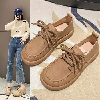 Ретро женские весенние плоские нишевые уродливые милые мокасины с большой головой повседневные одинарные туфли модные женские летние туфли дышащие для жаркой погоды 35