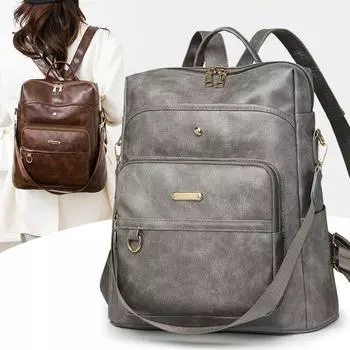 Ретро женский рюкзак большой емкости студенческий рюкзак для путешествий сумка двойного назначения через плечо кофейный