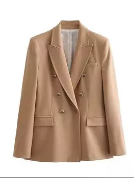 Ретро женское пальто с длинными рукавами, V-образным вырезом, двубортный карман, женская куртка осень-зима, женская верхняя одежда для поездок на работу M зелёный