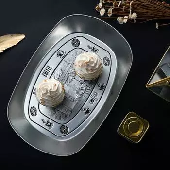 Ретро жесть, обеденная тарелка из нержавеющей стали, сервировочный поднос, круглые тарелки для приправ, блюдо, кухонный гаджет D