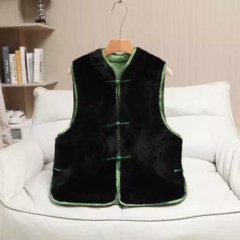 Ретро жилет осень и зима новый мех интегрированный двухсторонний двойной износ свободный повседневный женский жилет куртка XL (85-50kg recommended)