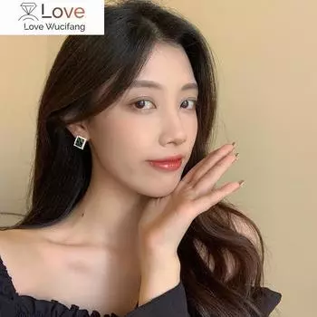 Ретро золотистого цвета эмаль зеленые серьги-гвоздики клипсы темперамент легкий вес роскошный противомоскитная спираль клипса уха манжета серьги