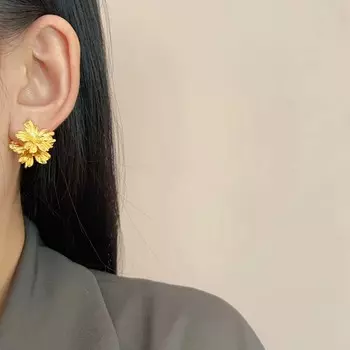 Ретро золотые серьги-цветы женские новые модные нерегулярные двухсторонние серьги-лепестки ювелирные изделия подарок на вечеринку как