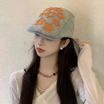 Ретро Звезды Японская Литература Утконос Форвард Кепка Женский Пикантный Девушка Шоу Лицо Маленькая Сотня с Субкультура Ковбой Берет Суб M56-58cm красный