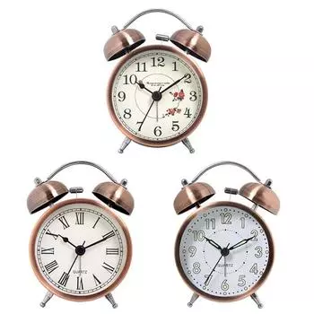 Ретро звонок громкий будильник тихие не тикающие часы старомодные прикроватные часы с ночником для крепко спящих A