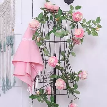 Reusable Artificial Flowers Exquisite Fake Hanging Plants Photography Props розовый/белый