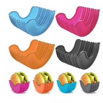 Reusable Burger Food Fixed Clip Shell Sandwich Hamburger Silicone Rack Holder for Household washable Kitchen Convenient Part NEW оранжевый
