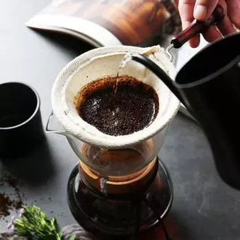 Reusable Coffee Filter Bag Cloth Handmade Coffee Filter Strainer With Handle Filter Pack Pot Flannel Cloth Mesh Basket светло-желтого