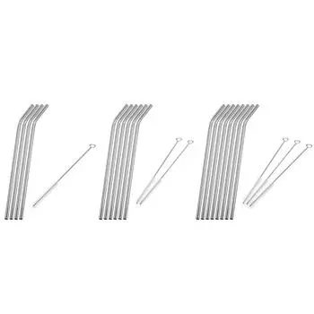Reusable Drinking Straws Cleaner Brush Set Stainless Steel Metal Straws #F 1