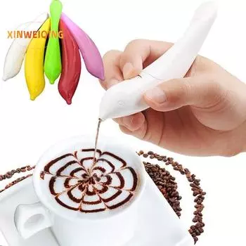 Многоразовая ручка для латте-арта, нескользящая, поделки своими руками, пищевой полипропилен, электрическая резьба по кофе, аксессуары для выпечки белый