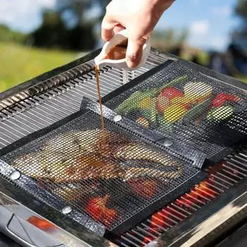 Reusable Mesh Grill Mesh Bag Bbq Baking Mesh Outdoor Kitchen Picnic Supplies Camping Kitchen BBQ Accessories