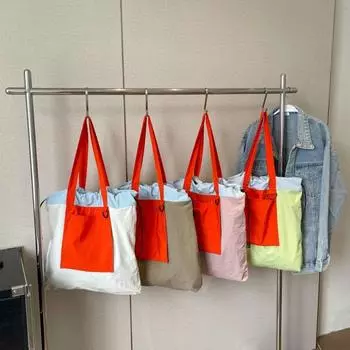 Reusable Nylon Shoulder Bag Handbag Foldable Shopping Bag Portable Drawstring Bag Girls белый