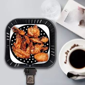 Многоразовый силиконовый коврик для фритюрницы с антипригарным покрытием, внутренний коврик для выпечки, кухонные принадлежности, круглый квадратный чёрный