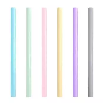 Reusable Silicone Drinking Straws , Big Size Flexible Straws with Cleaning Brush for Toddlers & Kids- 6 Pieces(Colours may vary)