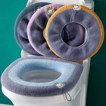 Reusable Toilet Seat Covers Universal Warm Plush Closestool Mat Washable Warm Toilet Seat Cushion Bathroom Accessories