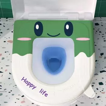 Reusable Toilet Seat Cushion With Handle Closestool Mat Cartoon EVA Toilet Seat Cover Household синий