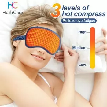 Reusable USB Electric Heated Eyes Mask Hot Compress Warm Therapy Eye Care Massager Relieve Tired Eyes Dry Eyes Sleep Blindfold синий