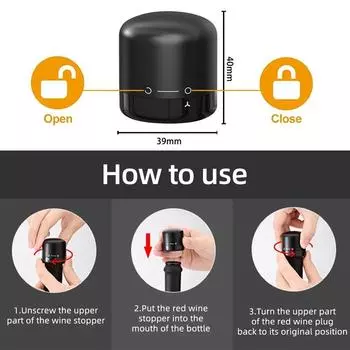 Reusable Wine Bottle Stopper Wine Savers Rotating Locking Style Vacuum Pump Corks Bar Tool Graduated Vacuum Sealed Stopper