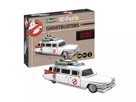 Revell 3D Puzzle Ghostbusters 120 деталей, длина 33 см, увлекательная и простая сборка 00222 Ecto-1 белый