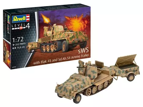 Revell Немецкая армейская полугусеничная пушка FlaK43 Пластиковая модель 03293 1/72 3,7 см зенитная установка