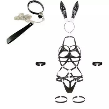 Reverse Bunny Косплей Сексуальная Девушка-Зайчик Кролик Эротика Экстремально Милая Мо Эротическое Белье Облегающее Трико с Высоким Вырезом Кожа Дамы Хэллоуин Фото
