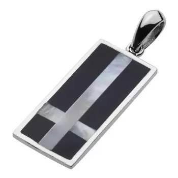 Reverse Cross Plate Pendant Shell Onyx fp0497 [Figmart] [Silver Accessory]