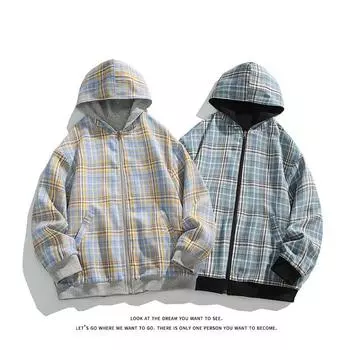 Двусторонний кардиган, толстовка, мужская, осенняя, новая, американская, модная, брендовая, повседневная, универсальная, для пар, большого размера, с капюшоном M