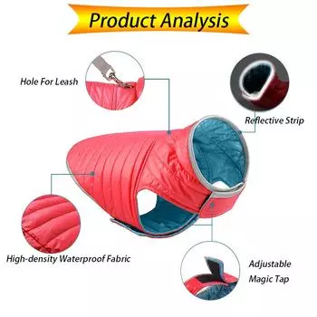 Reversible Dog Clothes Reflective Winter Dogs Down Jacket For Small Large Dogs Pet Cat Labrador French Bulldog Jackets Coat XS