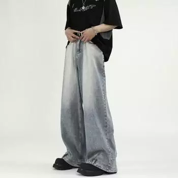 [Reversible Wear] Unisex Washed Wide-Leg Jeans – 2024 Spring/Summer Collection XL синий