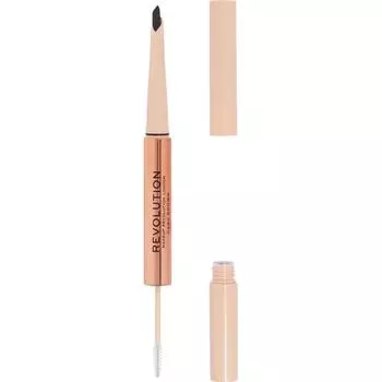 Revolution Eyebrow Pencil Fluffy Brow Duo Dark Brown 1ml