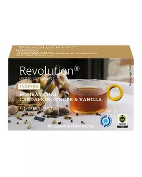 Revolution Tea Черный чай Revolution Tea в пакетиках с имбирем 32 г x 16 [Кардамон и ваниль] (2г пакеты)