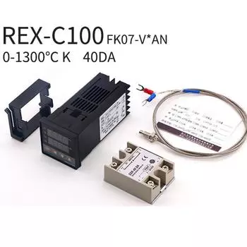 REX-C100 Цифровой ЖК-дисплей ПИД-регулятор температуры Набор+ K Термопара+ Макс.40А ТТР