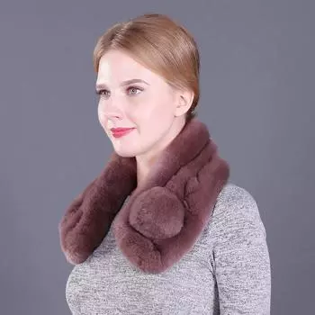 Рекс кролик шерсть шифрование утолщенный трехтрубный шарф женский новый осень и зима теплый большой комок шерсти меховой шарф оптовая продажа окружность 60-80cm