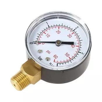 Резьба 1/4 NPT 50 мм 0~60 фунтов на кв. дюйм 0~4 бар Фильтр для бассейна Циферблат давления воды Гидравлический манометр Манометр