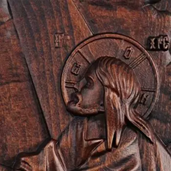 Резьба по цельному дереву YS Святой Грааль Рельефная табличка Гостиная Крыльцо Резьба по дереву Ремесла Украшения Ретро Украшения Рождественские подарки 25cm