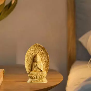 Резьба по дереву, сидящая статуя Гуаньинь, высота 2,7 дюйма, декоративная мини-скульптура ручной работы Style A